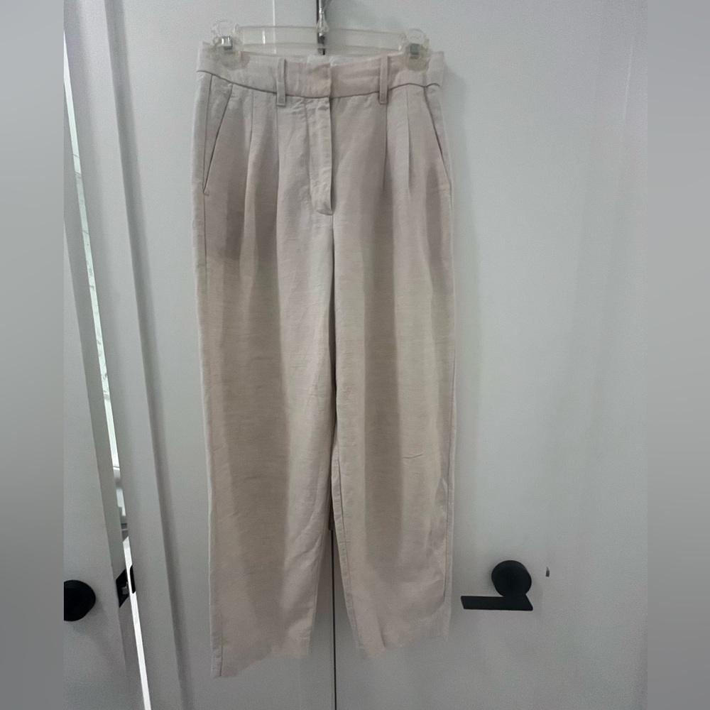 Aritzia Wilfred Cream Linen Pants